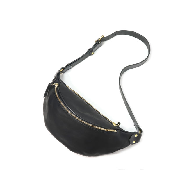 ブラックSLOW rubono leather fanny pack/ボディバッグ