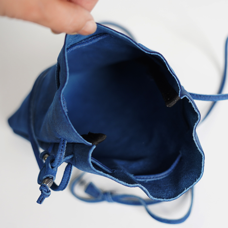 藍染め Deer Nubuck - 2Way Draw String Shoulder Bag -