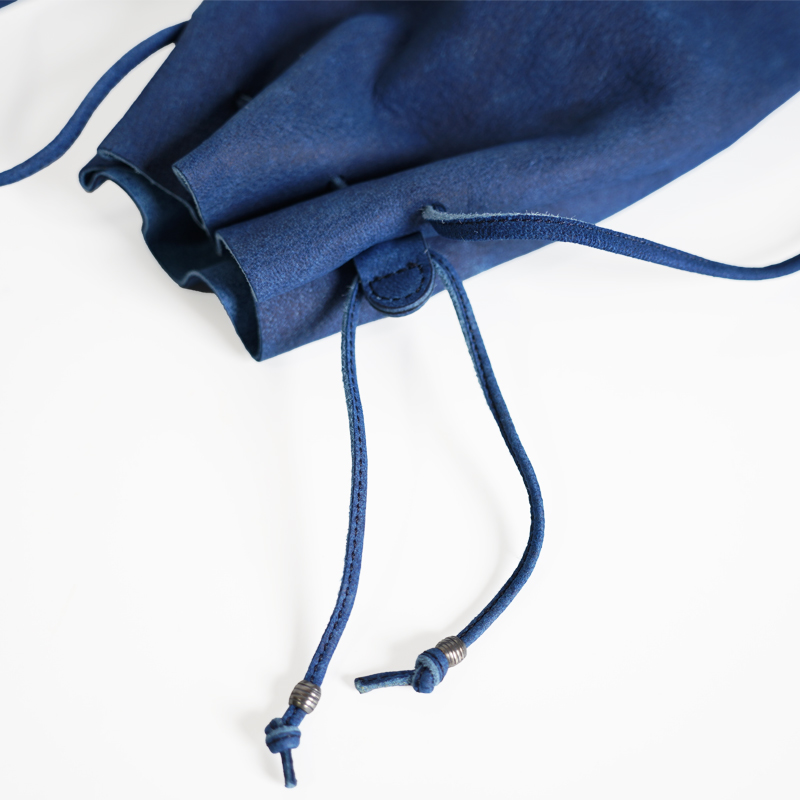 藍染め Deer Nubuck - 2Way Draw String Shoulder Bag -