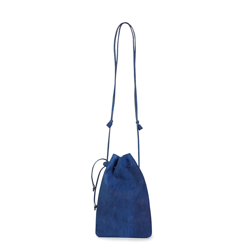 藍染め Deer Nubuck - 2Way Draw String Shoulder Bag -