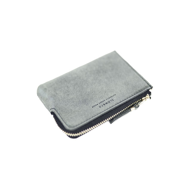 White wax-Lzip mini wallet-