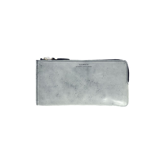 White wax-Lzip long wallet-