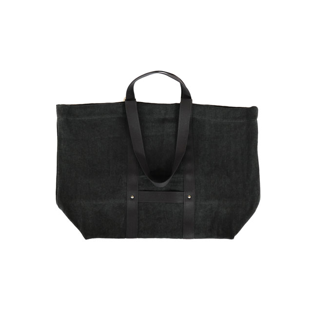 slow safilin herringbone tote bag L ブラック