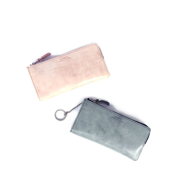 White wax-Lzip long wallet-