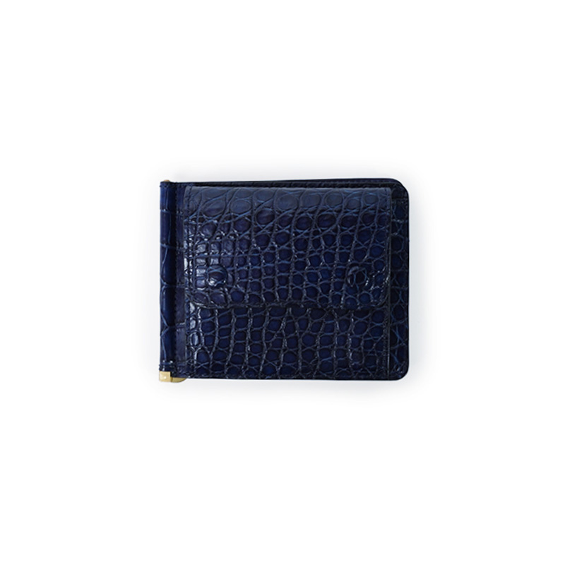藍染め crocodile - money clip -