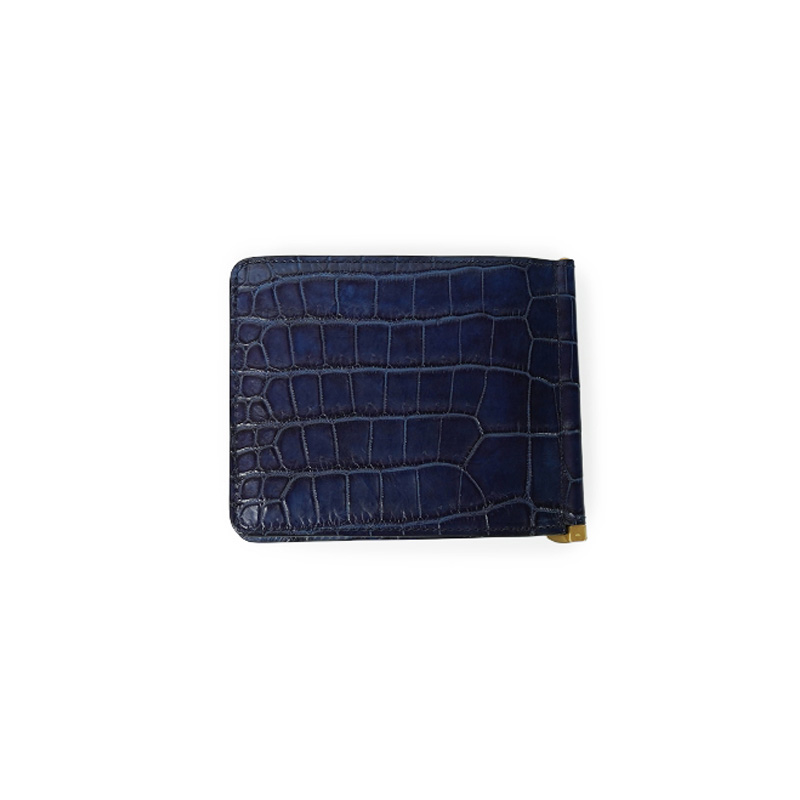 藍染め crocodile - money clip -